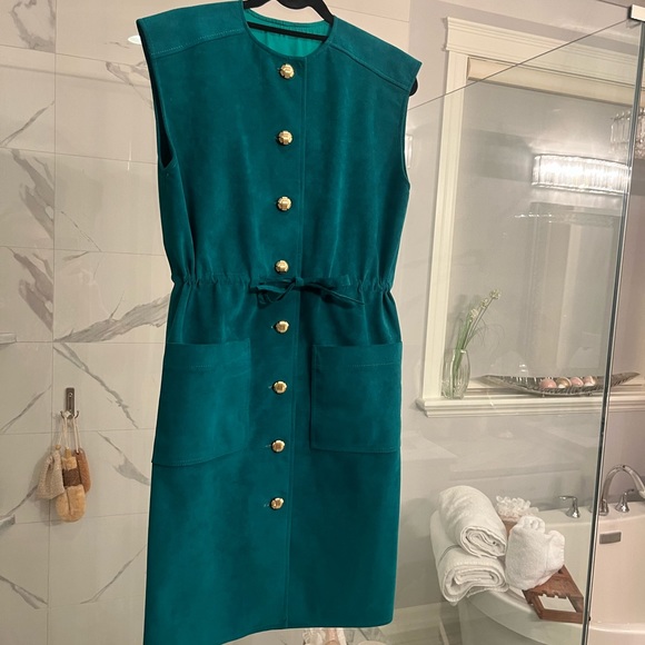 Dressing, rich, extremely rare, find, genuine, ultra, suede jumper dress, size 8 - Picture 7 of 17